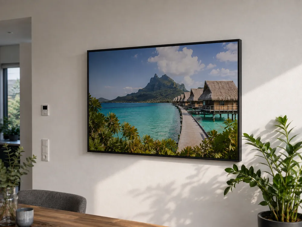Leinwand im Schattenfugenrahmen über dem Esstisch